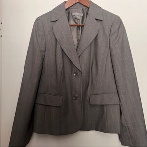 Ann Taylor Gray Pinstripe Women's Blazer Jacket- 12p